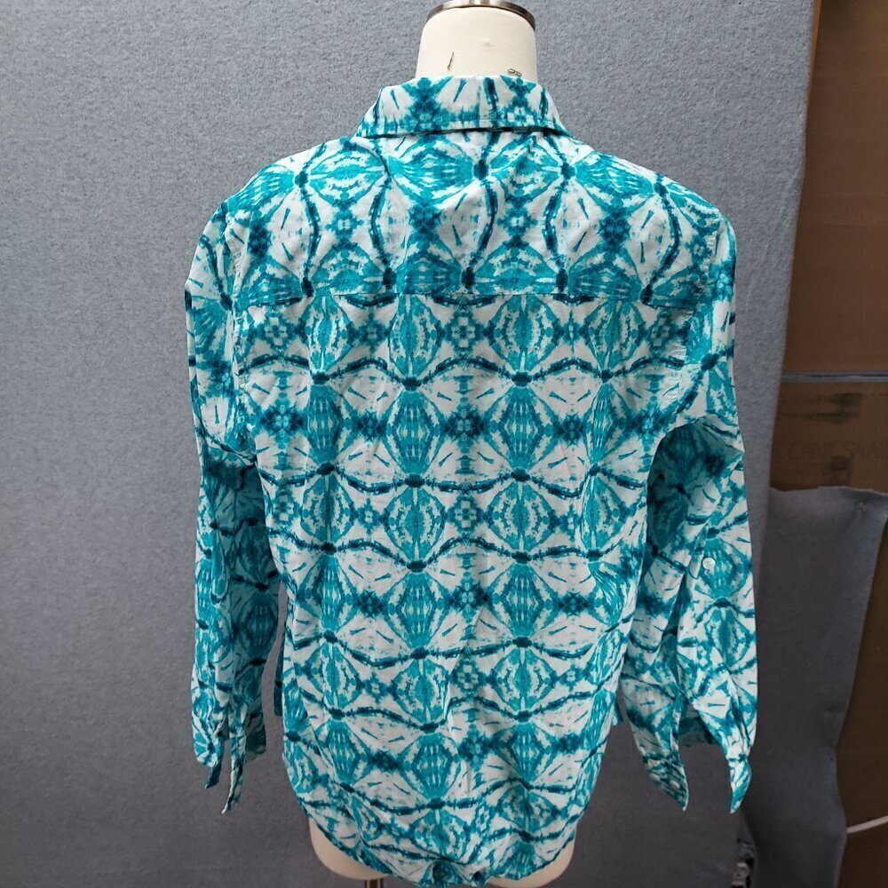 Jones New York Women's Sport 100% Linen Button Down Shirt tie-dye Design Size 1X - Picture 8 of 11